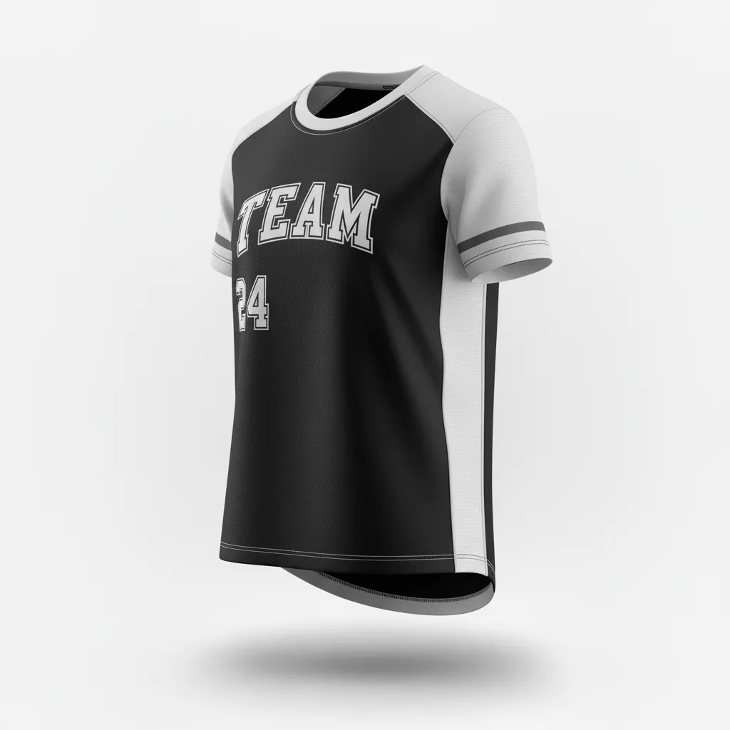 Custom Softball Short Sleeve T Shirt - Custom Design - Blackwhitegrey - Side View - HAMCO Sports Inc.