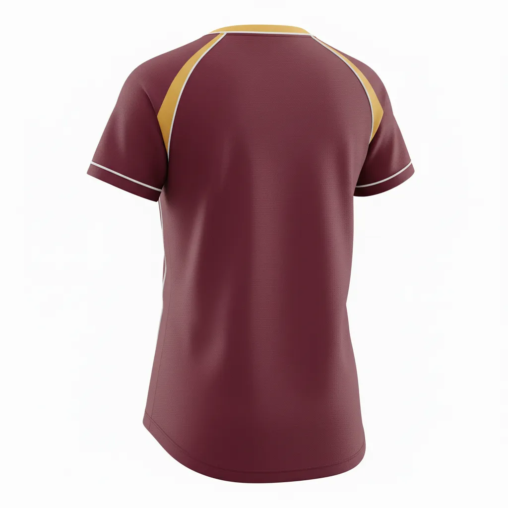 Custom Softball Short Sleeve T Shirt - Custom Design - Burgundygoldwhite - Back View - HAMCO Sports Inc.