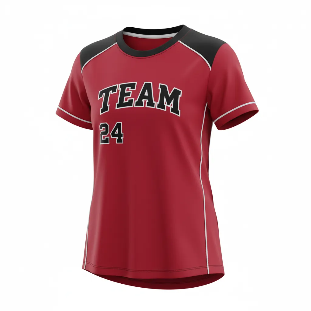 Custom Softball Short Sleeve T Shirt - Custom Design - Cardinalblackwhite - Front View - HAMCO Sports Inc.