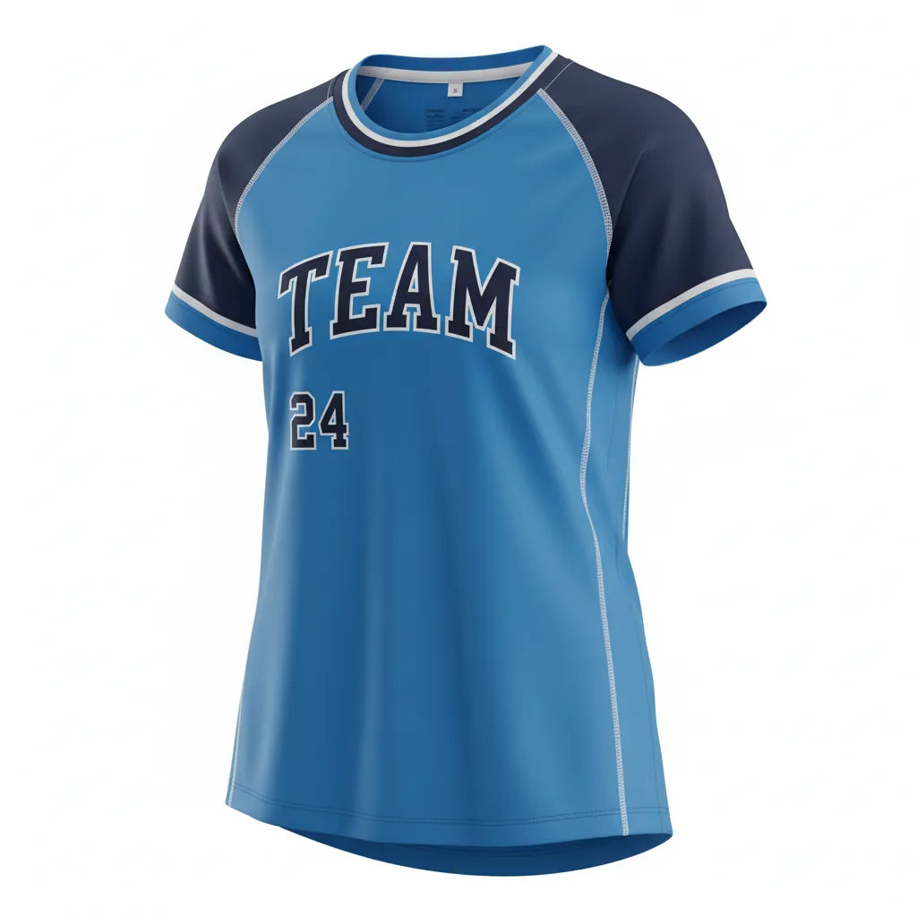 Custom Softball Short Sleeve T Shirt - Custom Design - Columbianavywhite - Front View - HAMCO Sports Inc.