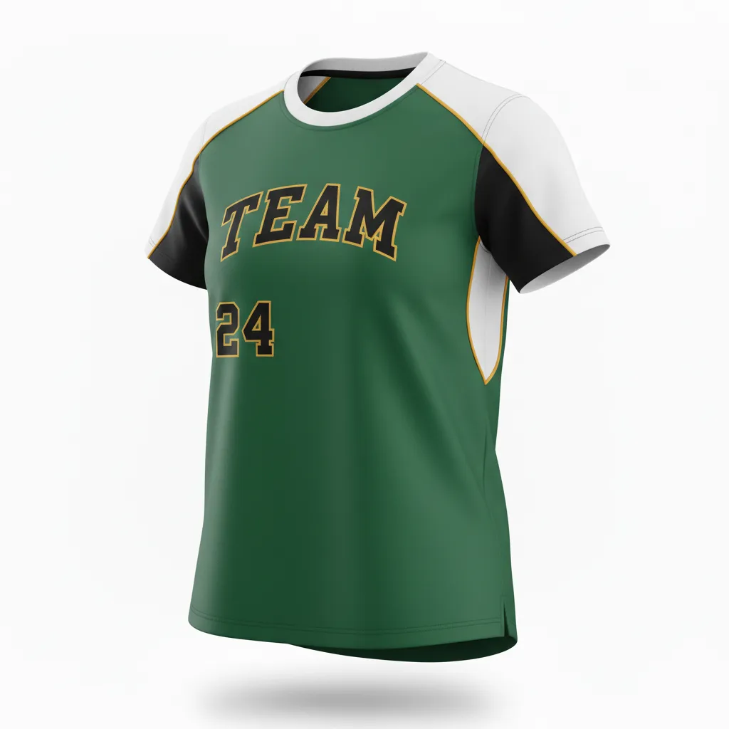 Custom Softball Short Sleeve T Shirt - Custom Design - Forestblackgold - Front View - HAMCO Sports Inc.