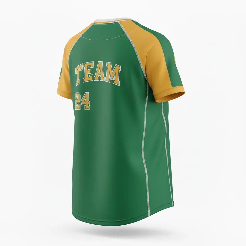 Custom Softball Short Sleeve T Shirt - Custom Design - Forestgoldwhite - Back View - HAMCO Sports Inc.