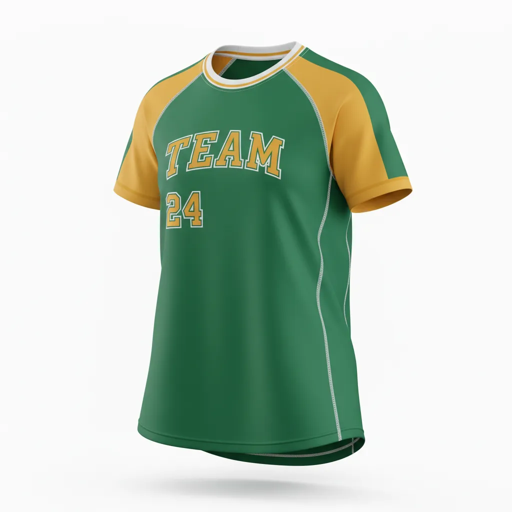 Custom Softball Short Sleeve T Shirt - Custom Design - Forestgoldwhite - Front View - HAMCO Sports Inc.