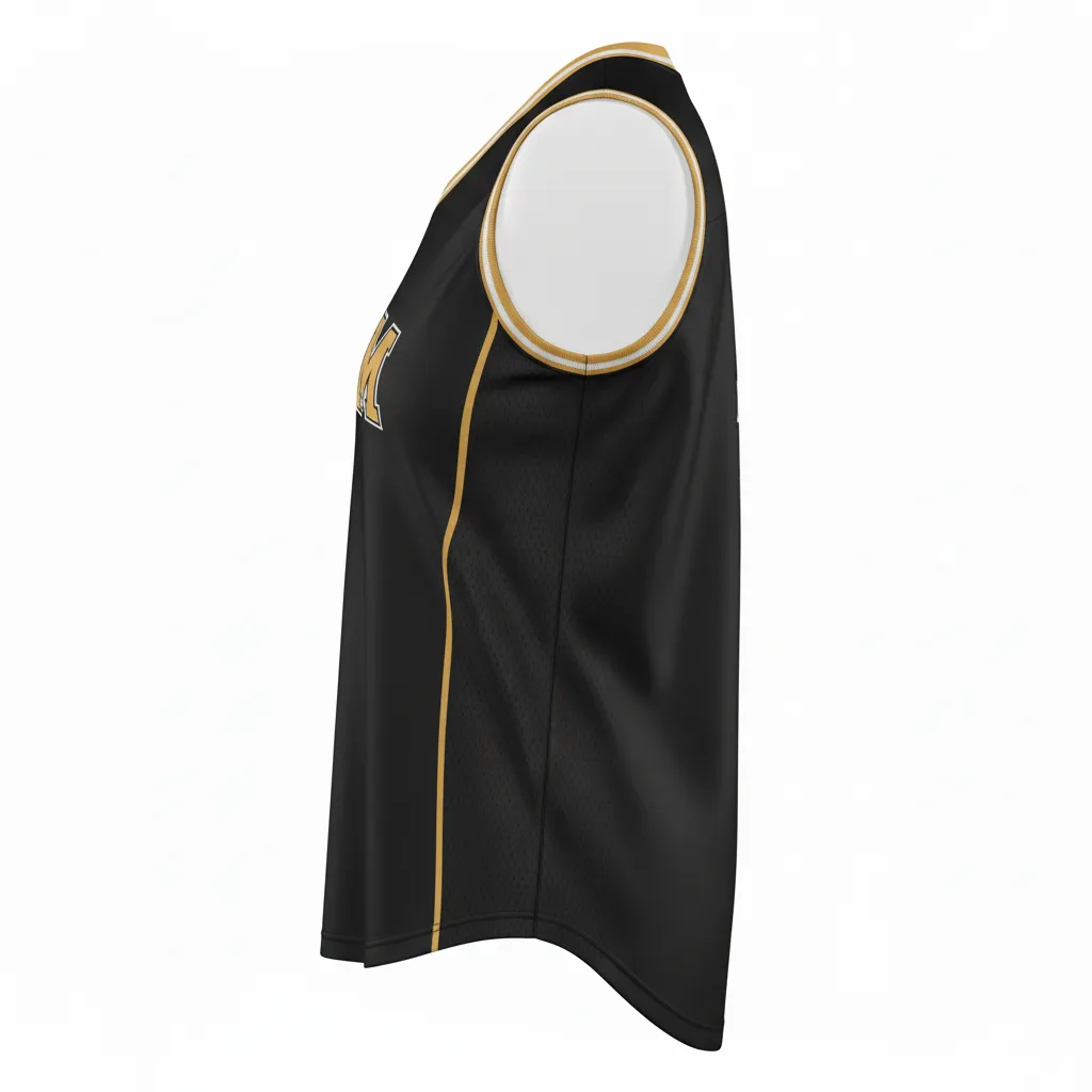 Custom Softball Sleeveless Softball Jersey - Custom Design - Blackgoldwhite - Side View - HAMCO Sports Inc.