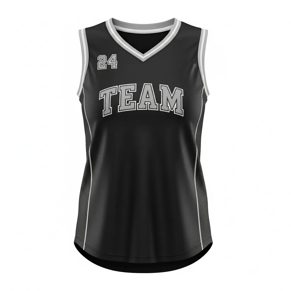 Custom Softball Sleeveless Softball Jersey - Custom Design - Blacksilverwhite - Front View - HAMCO Sports Inc.