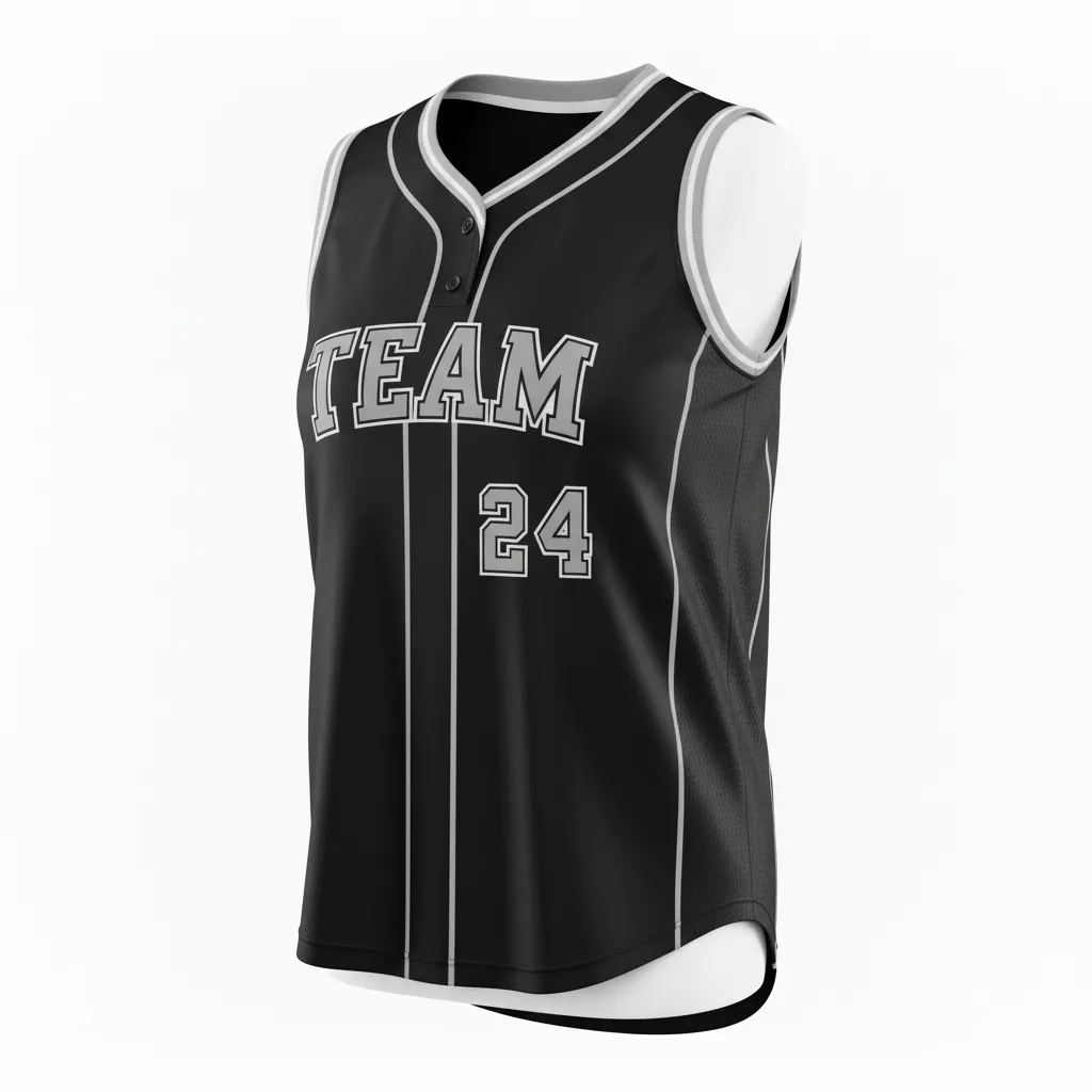 Custom Softball Sleeveless Softball Jersey - Custom Design - Blackwhitegrey - Front View - HAMCO Sports Inc.