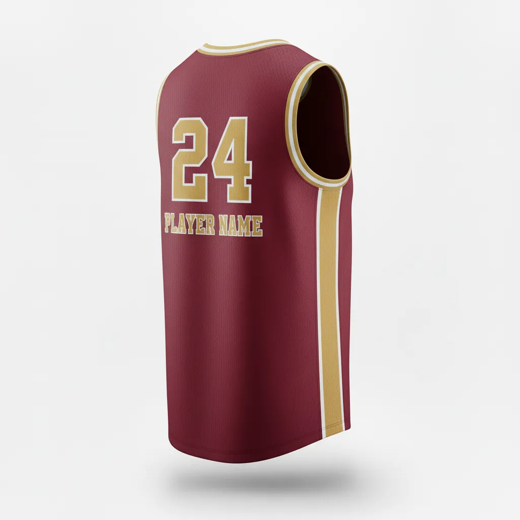 Custom Softball Sleeveless Softball Jersey - Custom Design - Burgundygoldwhite - Back View - HAMCO Sports Inc.