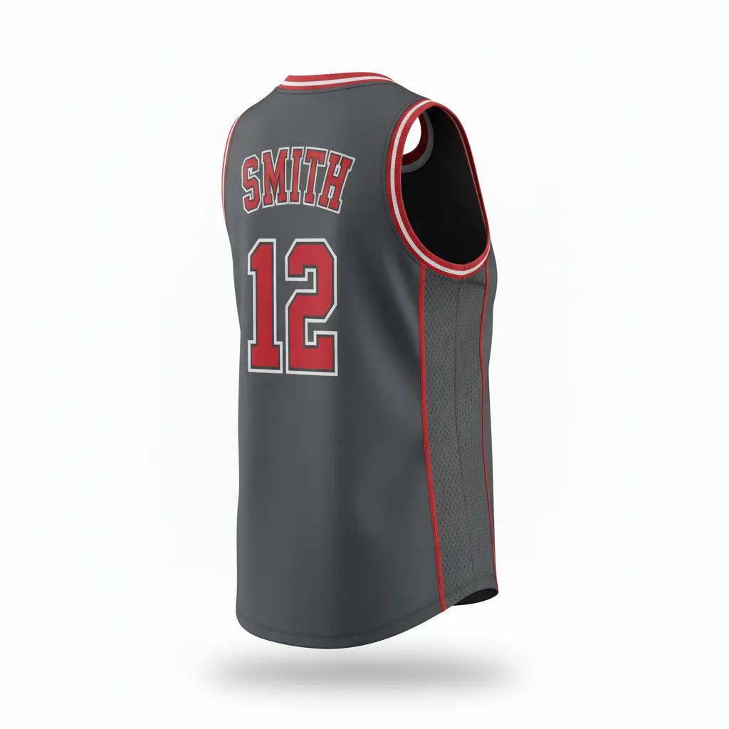 Custom Softball Sleeveless Softball Jersey - Custom Design - Charcoalredwhite - Back View - HAMCO Sports Inc.