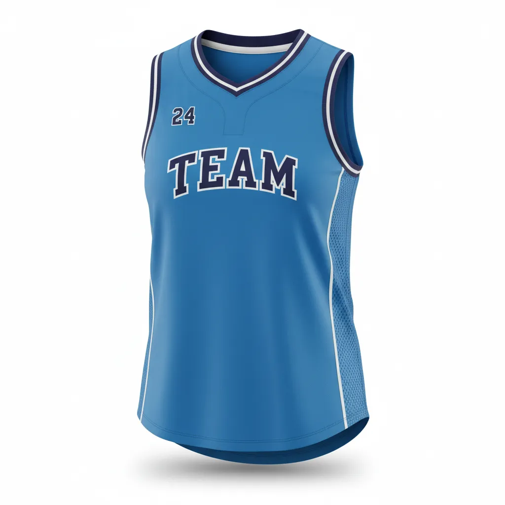 Custom Softball Sleeveless Softball Jersey - Custom Design - Columbianavywhite - Front View - HAMCO Sports Inc.