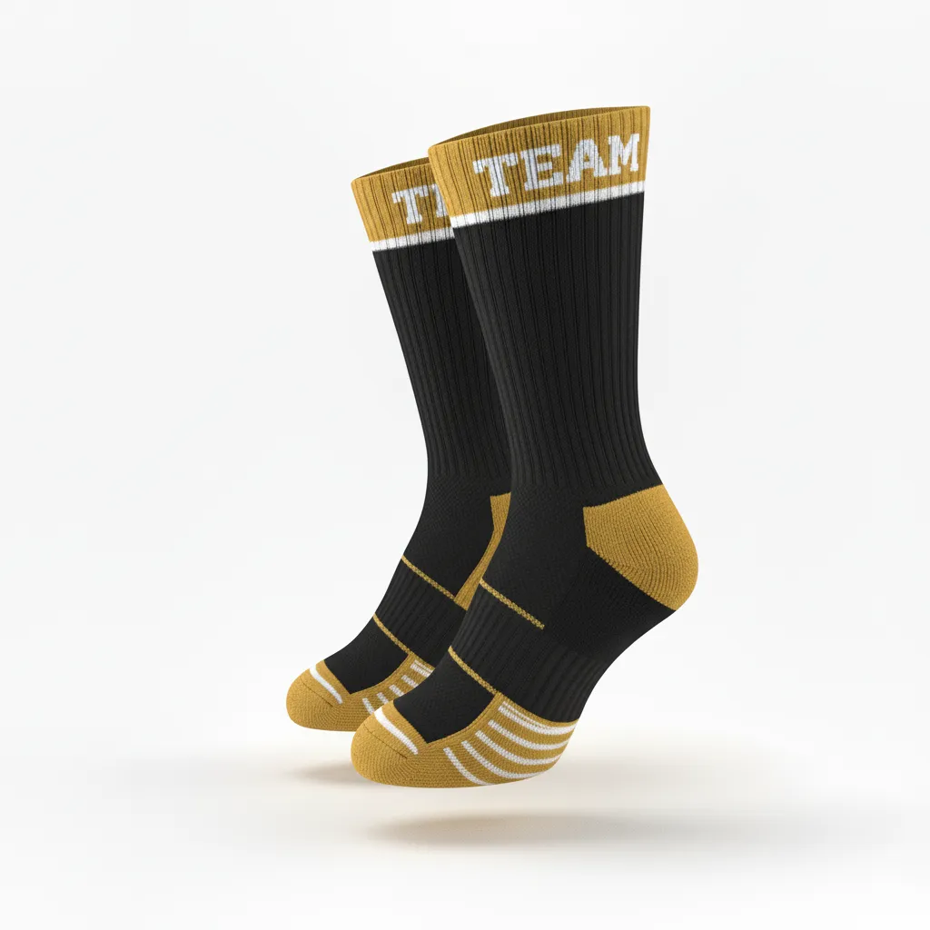 Custom Softball Socks - Custom Design - Blackgoldwhite - Front View - HAMCO Sports Inc.