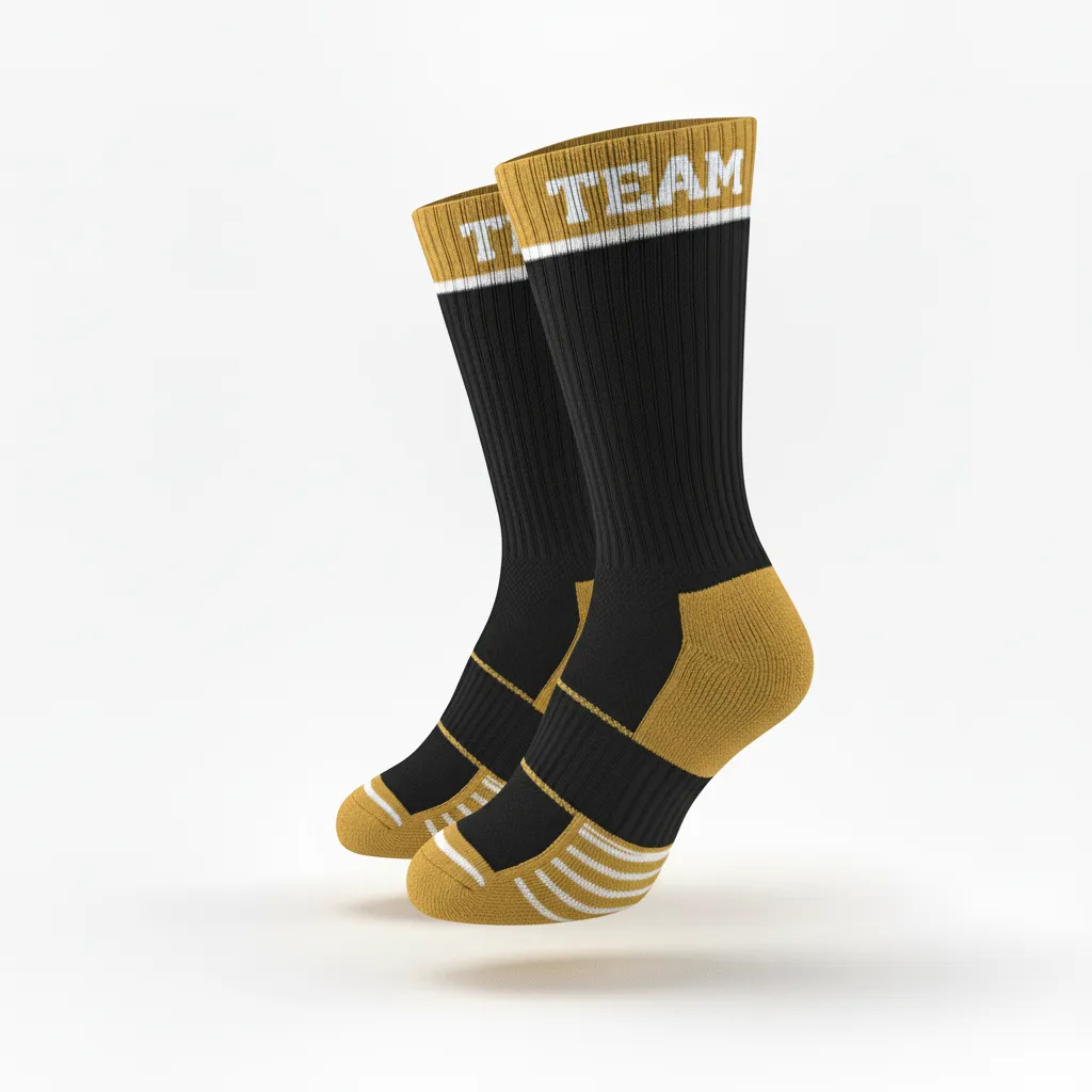 Custom Softball Socks - Custom Design - Blackgoldwhite - Side View - HAMCO Sports Inc.