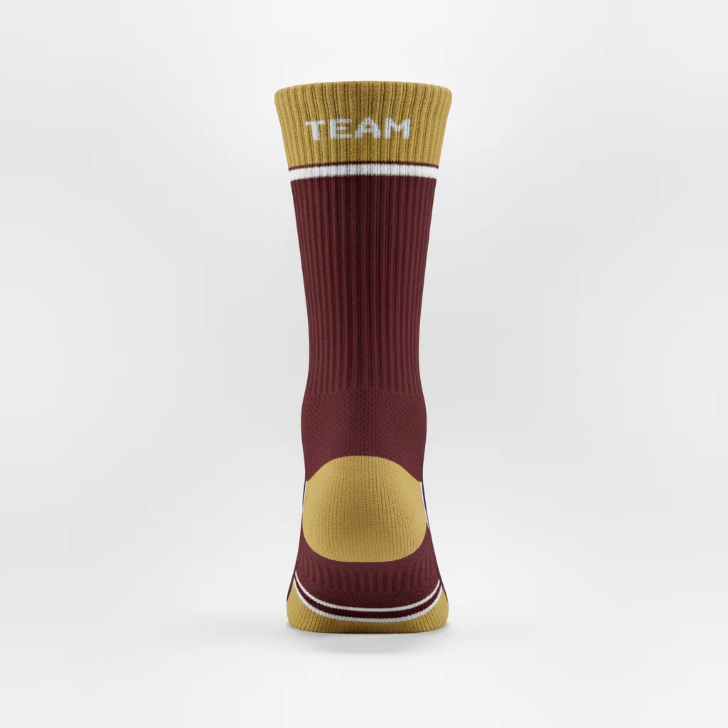 Custom Softball Socks - Custom Design - Burgundygoldwhite - Back View - HAMCO Sports Inc.