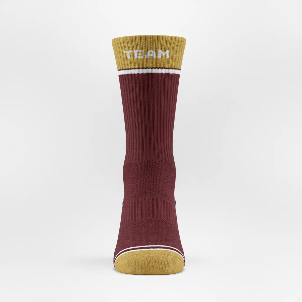 Custom Softball Socks - Custom Design - Burgundygoldwhite - Front View - HAMCO Sports Inc.