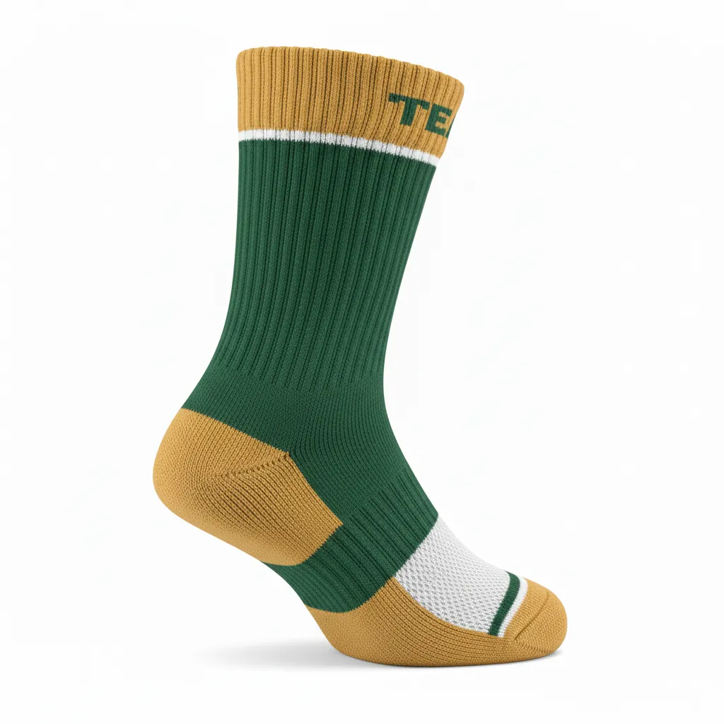 Custom Softball Socks - Custom Design - Forestgoldwhite - Side View - HAMCO Sports Inc.