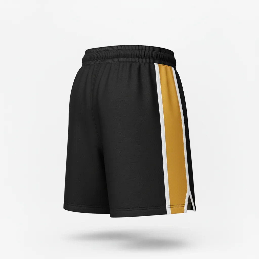 Custom Softball Softball Shorts - Custom Design - Blackgoldwhite - Back View - HAMCO Sports Inc.
