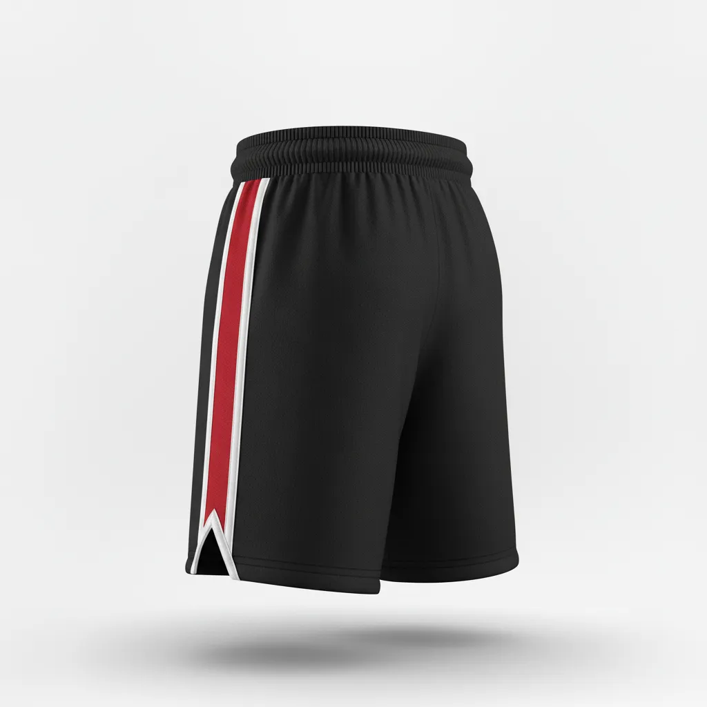 Custom Softball Softball Shorts - Custom Design - Blackredwhite - Back View - HAMCO Sports Inc.
