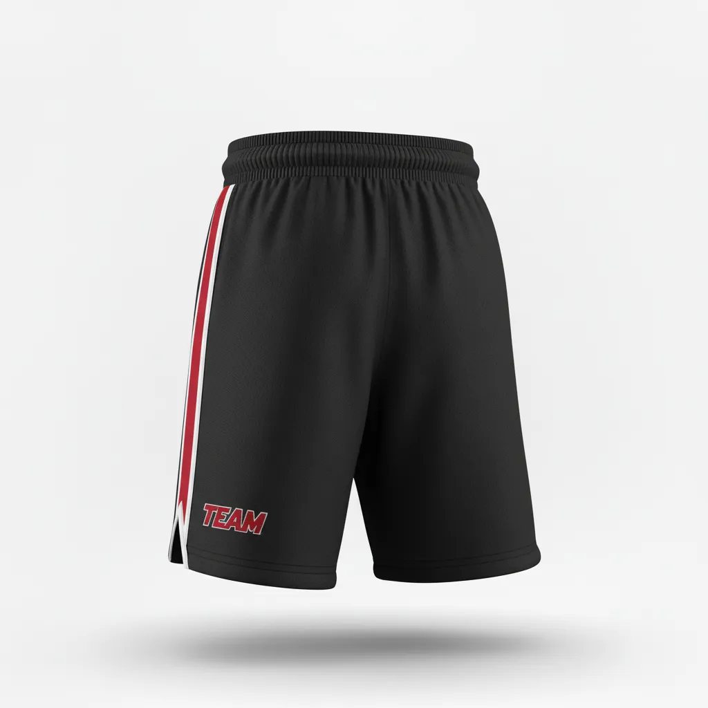 Custom Softball Softball Shorts - Custom Design - Blackredwhite - Front View - HAMCO Sports Inc.
