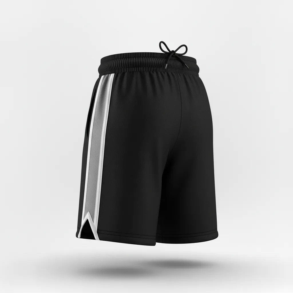Custom Softball Softball Shorts - Custom Design - Blacksilverwhite - Back View - HAMCO Sports Inc.