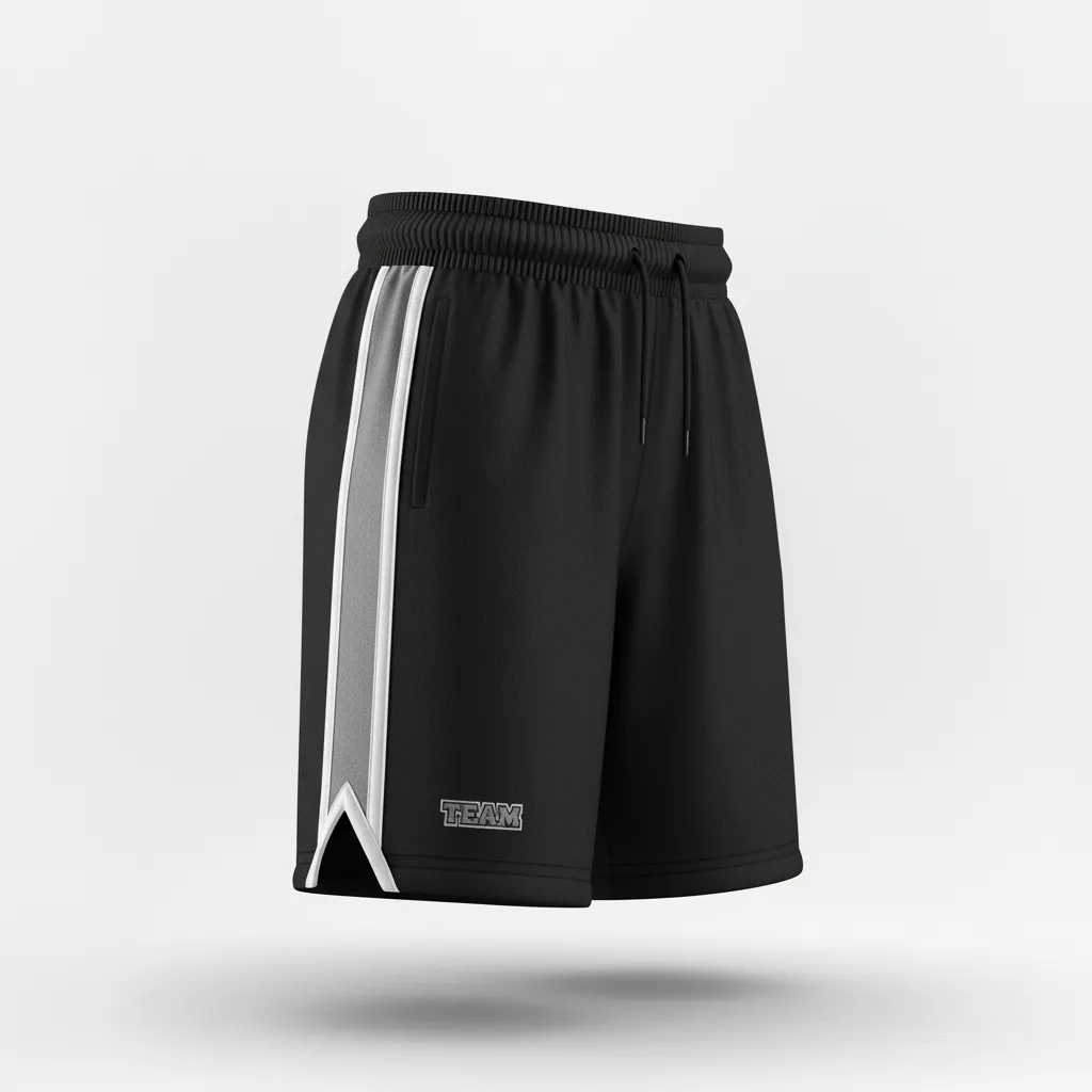 Custom Softball Softball Shorts - Custom Design - Blacksilverwhite - Front View - HAMCO Sports Inc.