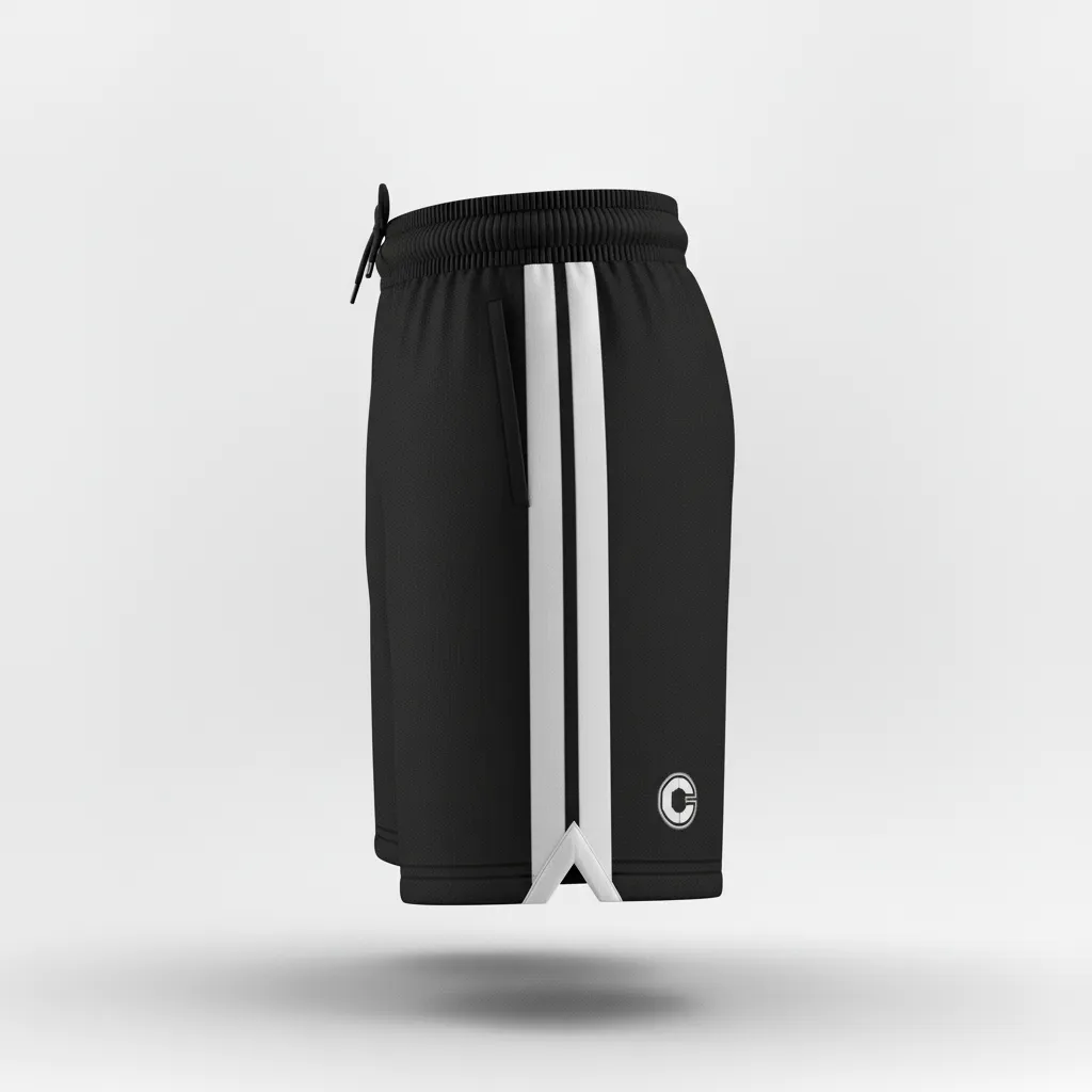Custom Softball Softball Shorts - Custom Design - Blackwhitegrey - Side View - HAMCO Sports Inc.