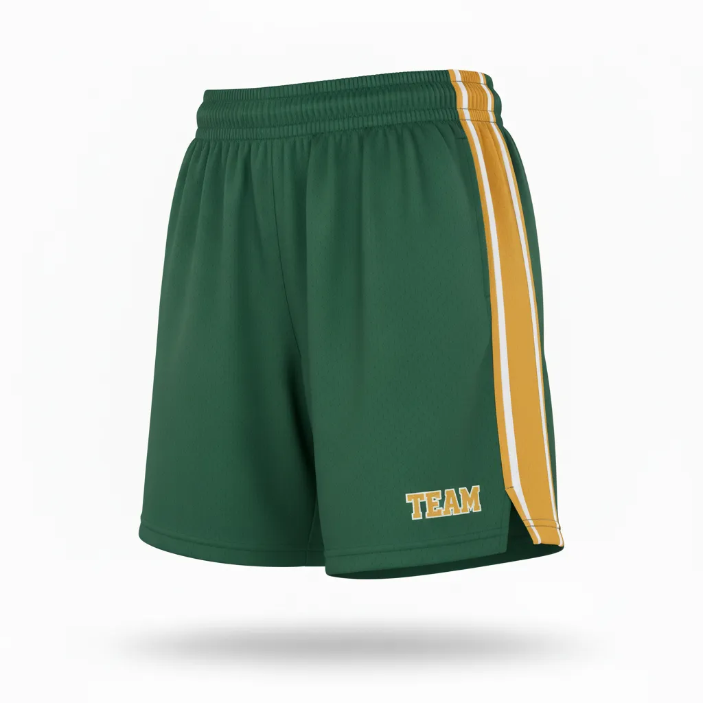 Custom Softball Softball Shorts - Custom Design - Forestgoldwhite - Front View - HAMCO Sports Inc.