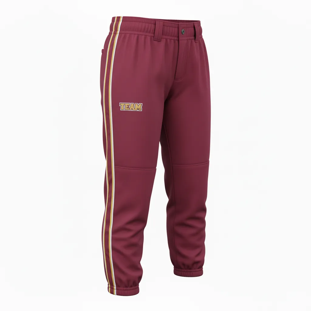 Custom Softball Standard Softball Knicker - Custom Design - Burgundygoldwhite - Front View - HAMCO Sports Inc.