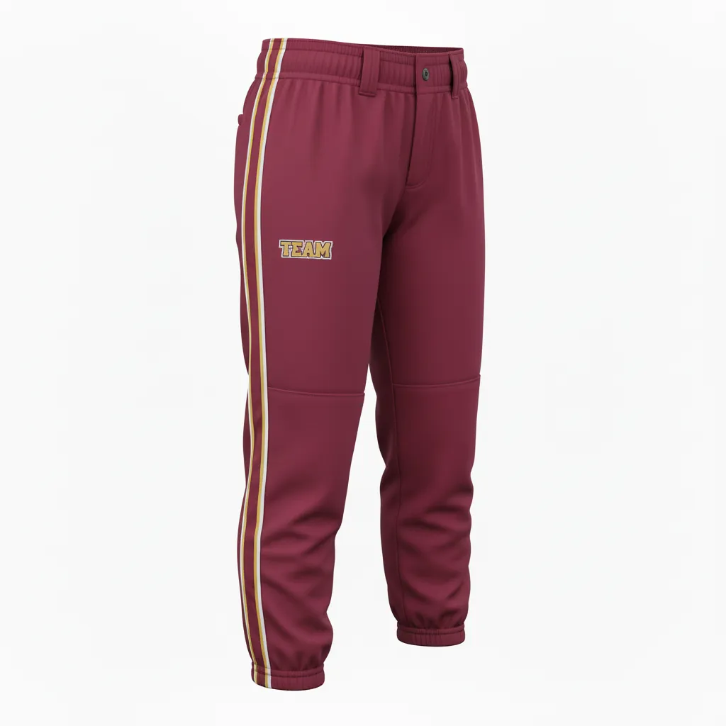 Custom Softball Standard Softball Knicker - Custom Design - Burgundygoldwhite - Side View - HAMCO Sports Inc.