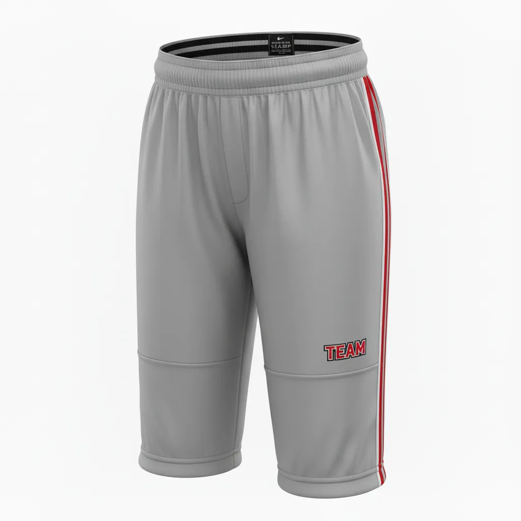 Custom Softball Standard Softball Knicker - Custom Design - Charcoalredwhite - Front View - HAMCO Sports Inc.