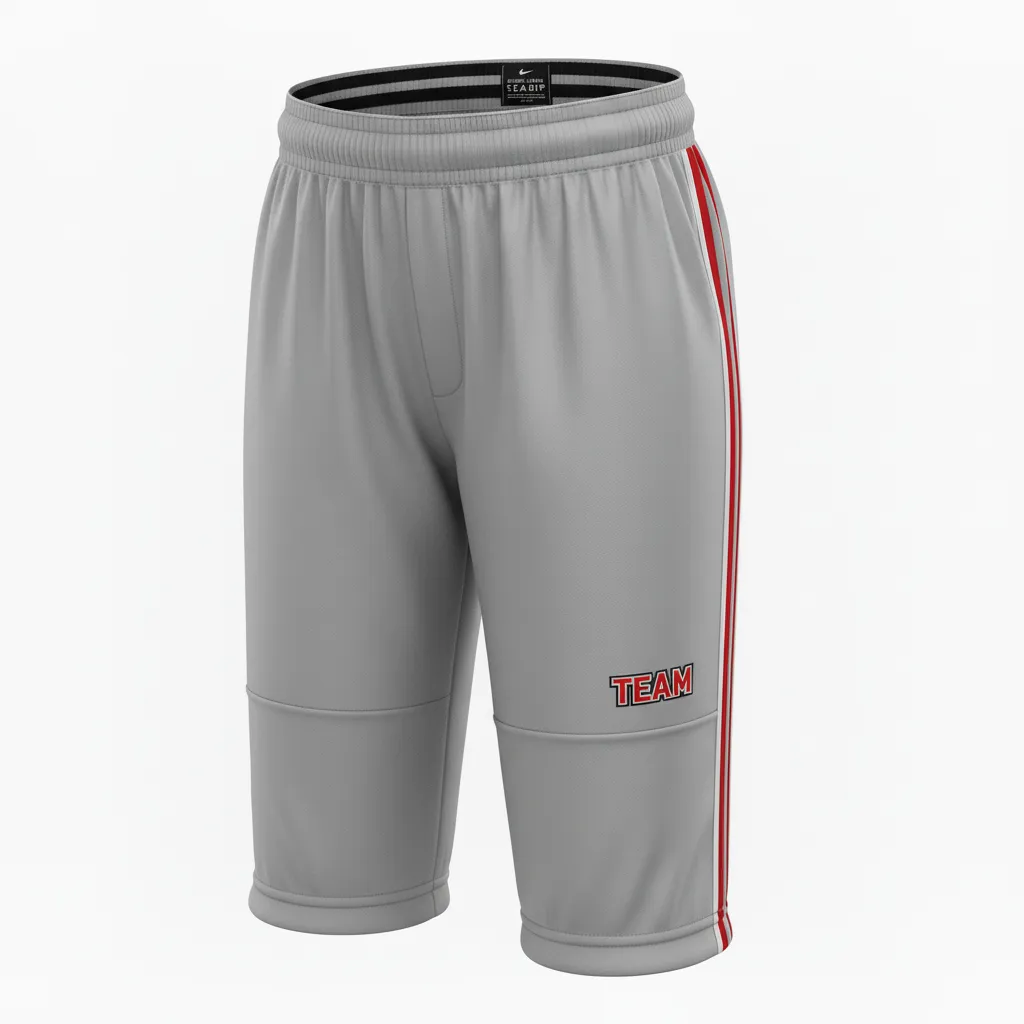 Custom Softball Standard Softball Knicker - Custom Design - Charcoalredwhite - Side View - HAMCO Sports Inc.