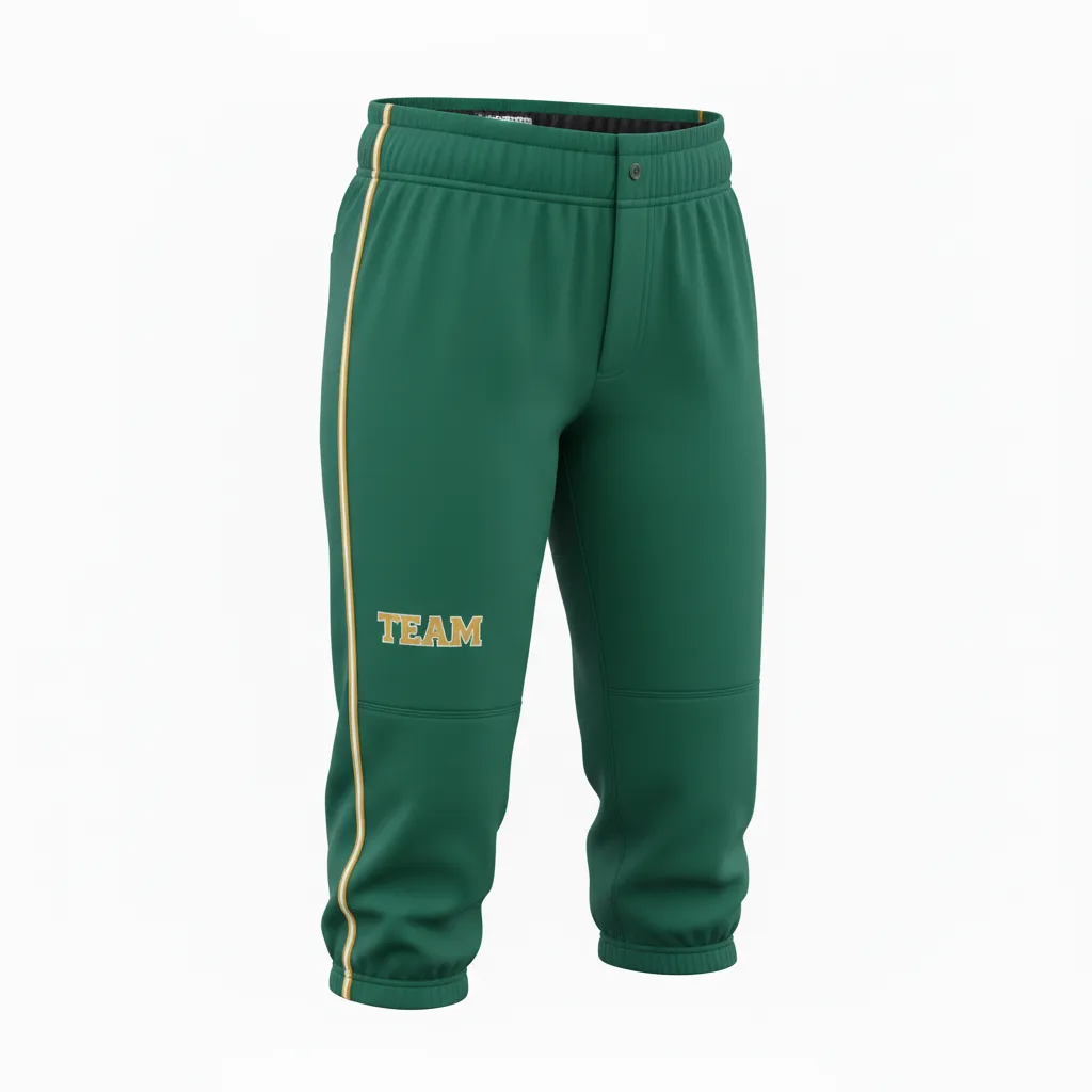 Custom Softball Standard Softball Knicker - Custom Design - Forestgoldwhite - Front View - HAMCO Sports Inc.