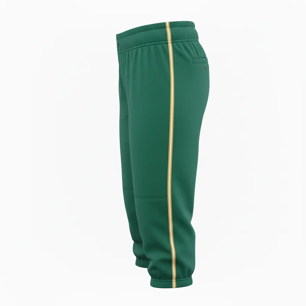 Custom Softball Standard Softball Knicker - Custom Design - Forestgoldwhite - Side View - HAMCO Sports Inc.