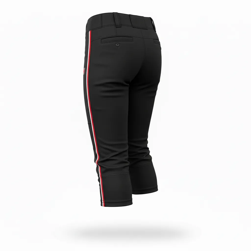 Custom Softball Standard Softball Pant - Custom Design - Blackredwhite - Back View - HAMCO Sports Inc.