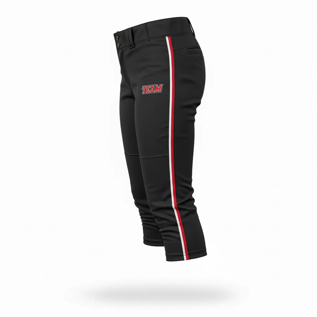 Custom Softball Standard Softball Pant - Custom Design - Blackredwhite - Side View - HAMCO Sports Inc.