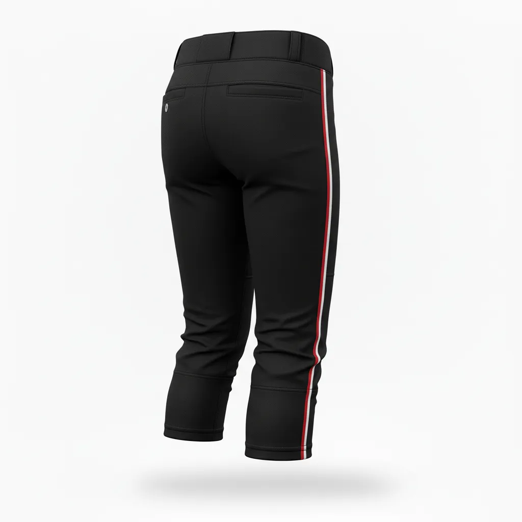 Custom Softball Standard Softball Pant - Custom Design - Blacksilverwhite - Back View - HAMCO Sports Inc.
