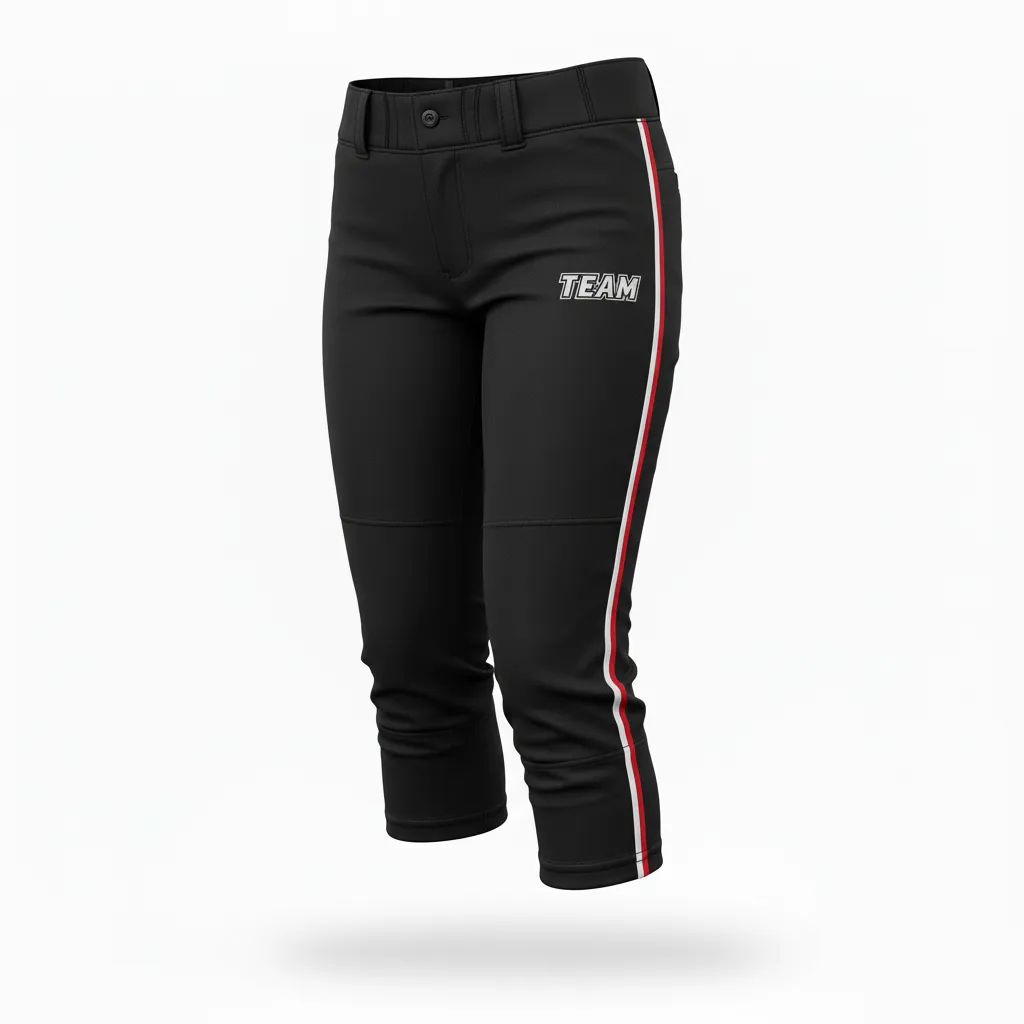 Custom Softball Standard Softball Pant - Custom Design - Blacksilverwhite - Front View - HAMCO Sports Inc.