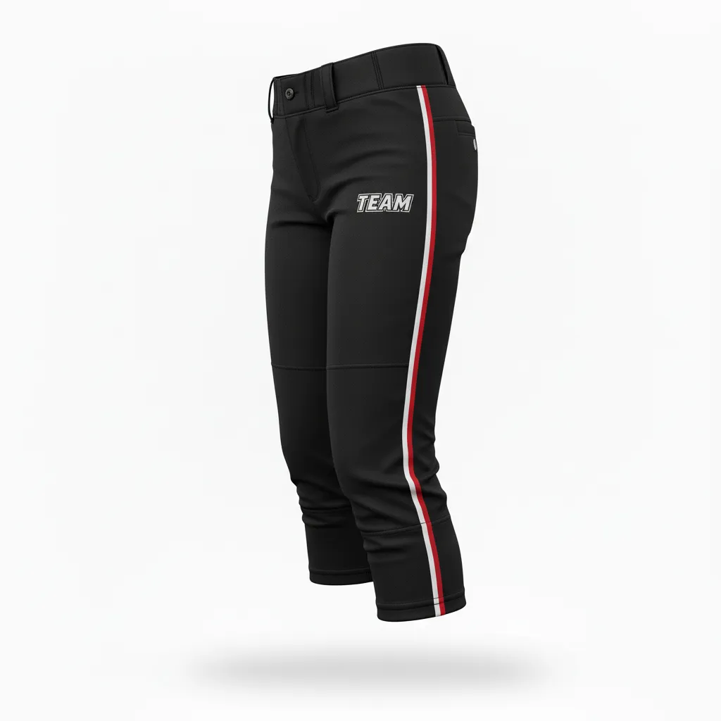 Custom Softball Standard Softball Pant - Custom Design - Blacksilverwhite - Side View - HAMCO Sports Inc.