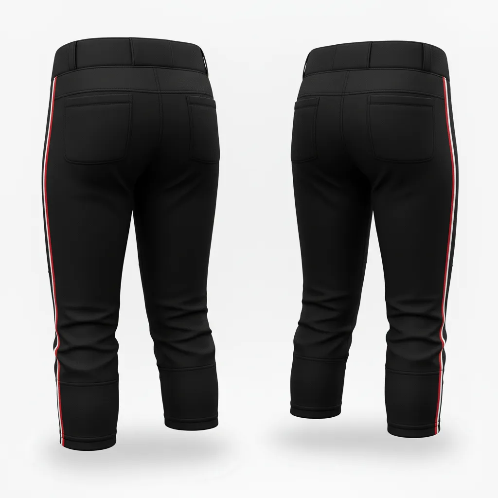 Custom Softball Standard Softball Pant - Custom Design - Blackwhitegrey - Back View - HAMCO Sports Inc.