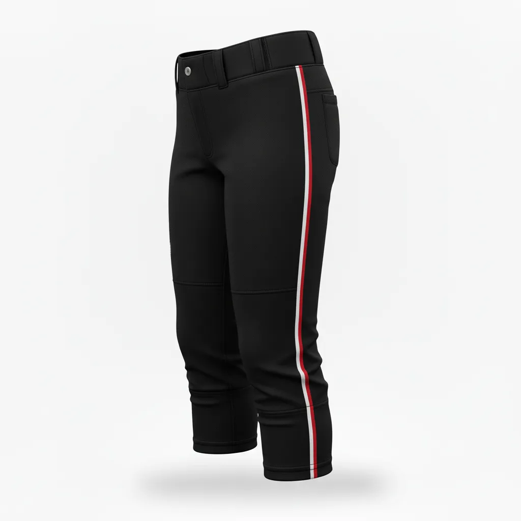 Custom Softball Standard Softball Pant - Custom Design - Blackwhitegrey - Side View - HAMCO Sports Inc.