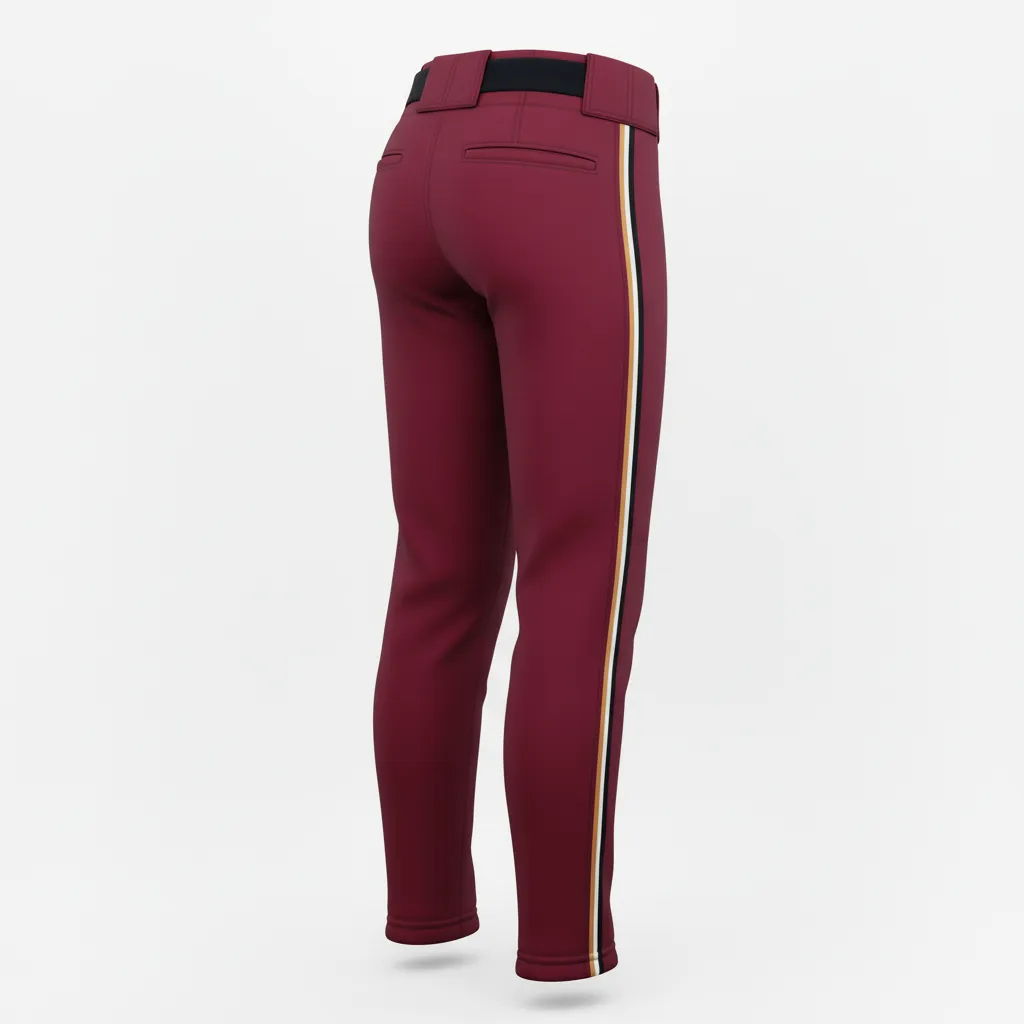 Custom Softball Standard Softball Pant - Custom Design - Cardinalblackwhite - Back View - HAMCO Sports Inc.