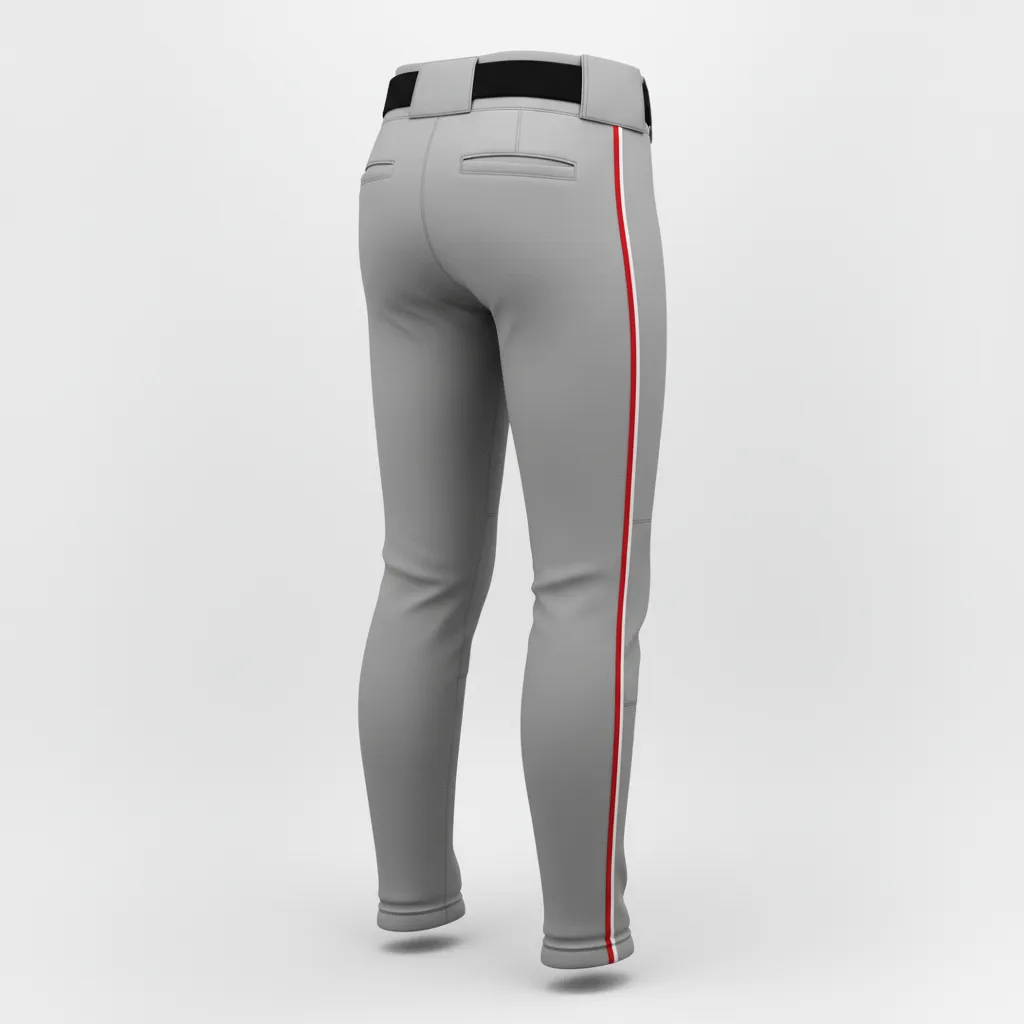 Custom Softball Standard Softball Pant - Custom Design - Charcoalredwhite - Back View - HAMCO Sports Inc.