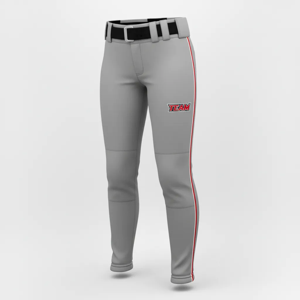 Custom Softball Standard Softball Pant - Custom Design - Charcoalredwhite - Front View - HAMCO Sports Inc.