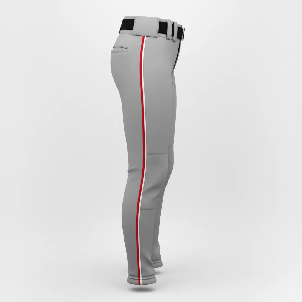 Custom Softball Standard Softball Pant - Custom Design - Charcoalredwhite - Side View - HAMCO Sports Inc.