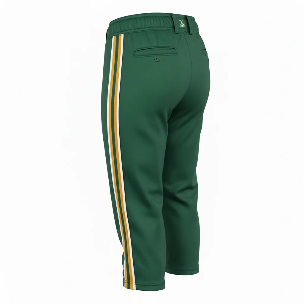 Custom Softball Standard Softball Pant - Custom Design - Forestgoldwhite - Back View - HAMCO Sports Inc.