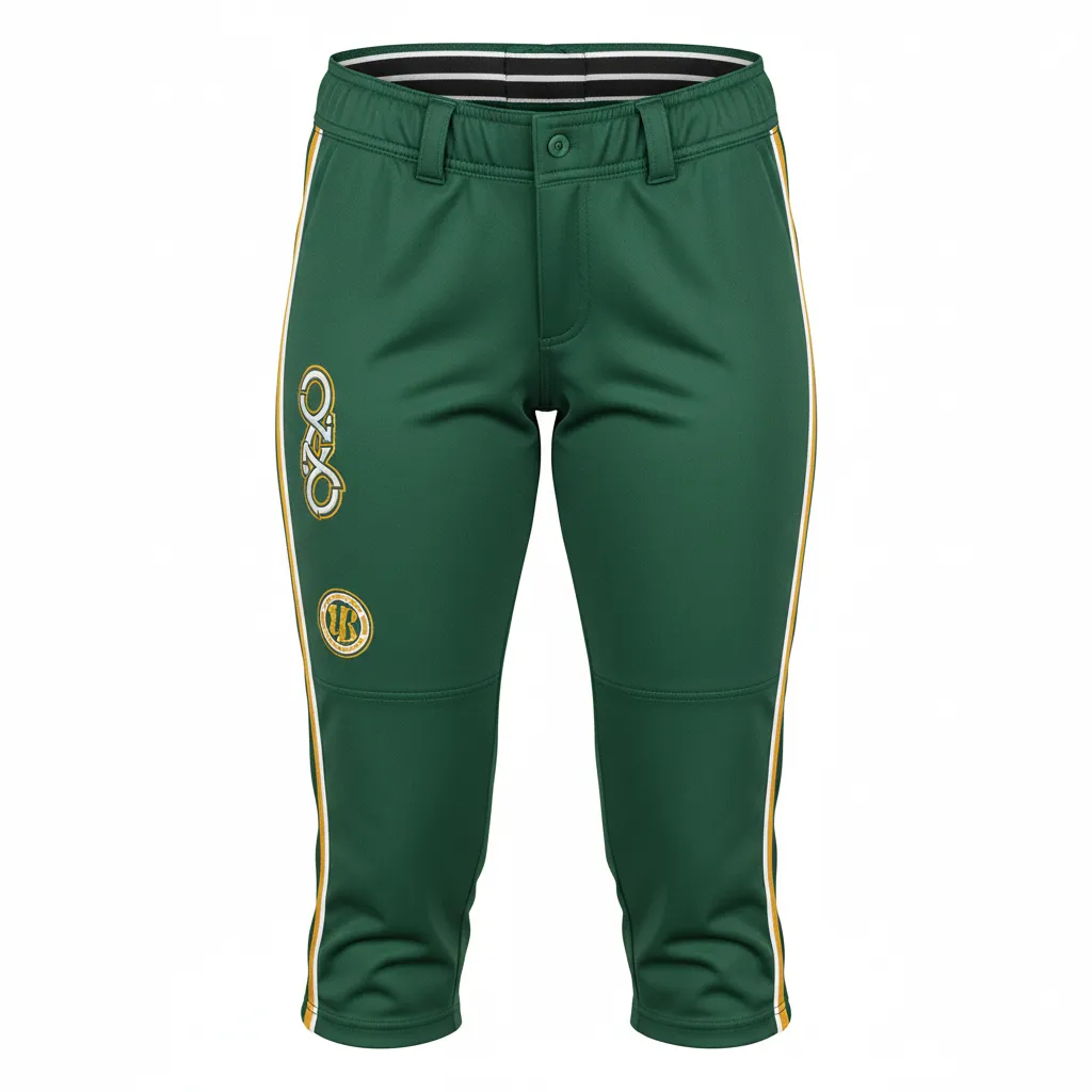 Custom Softball Standard Softball Pant - Custom Design - Forestgoldwhite - Front View - HAMCO Sports Inc.