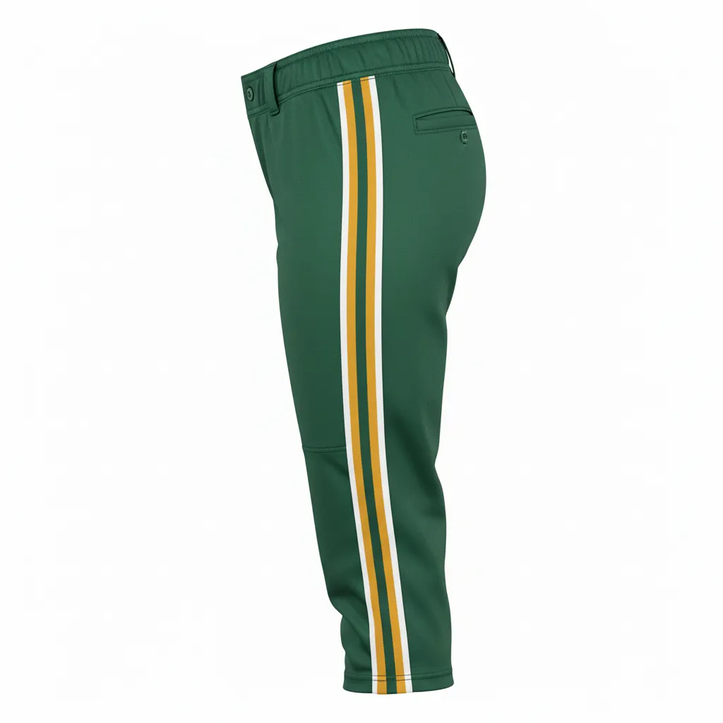 Custom Softball Standard Softball Pant - Custom Design - Forestgoldwhite - Side View - HAMCO Sports Inc.