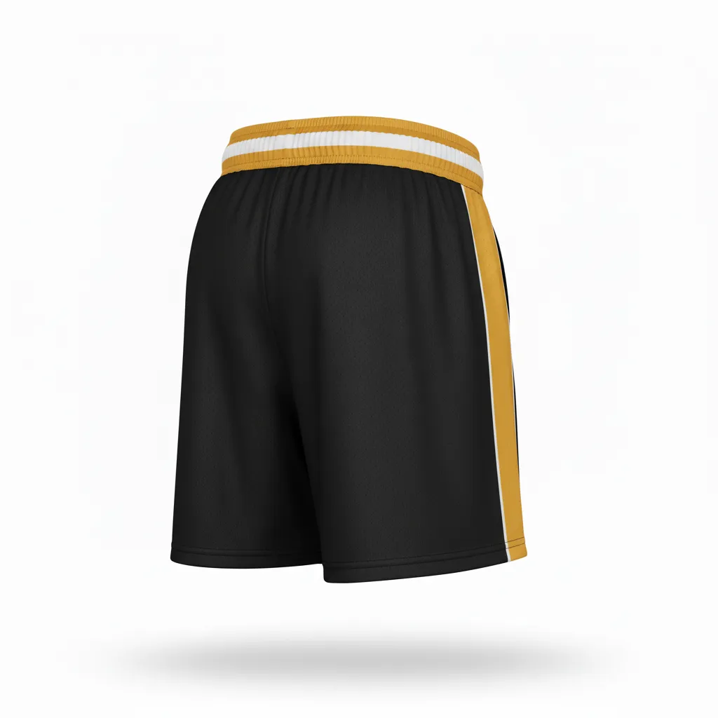 Custom Softball Training Shorts - Custom Design - Blackgoldwhite - Back View - HAMCO Sports Inc.