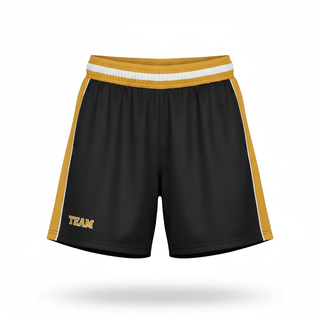 Custom Softball Training Shorts - Custom Design - Blackgoldwhite - Front View - HAMCO Sports Inc.