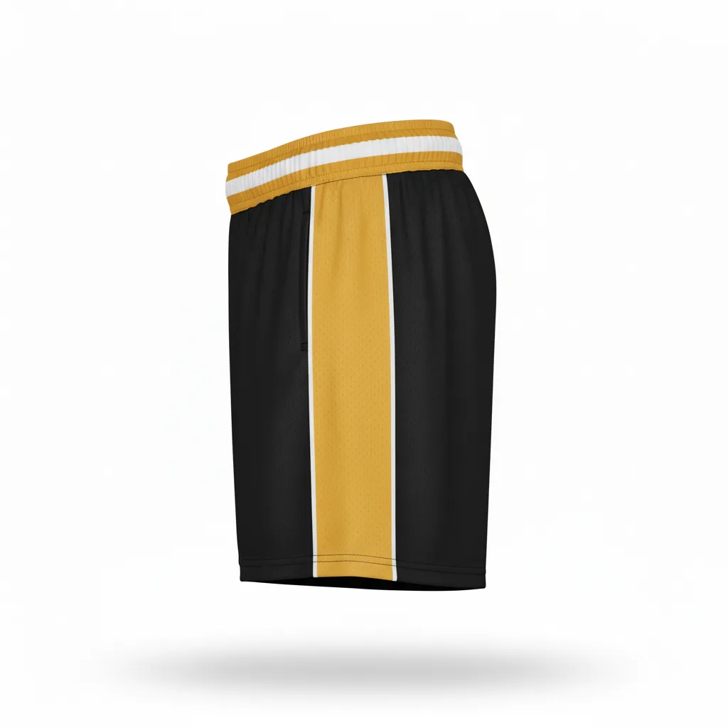 Custom Softball Training Shorts - Custom Design - Blackgoldwhite - Side View - HAMCO Sports Inc.
