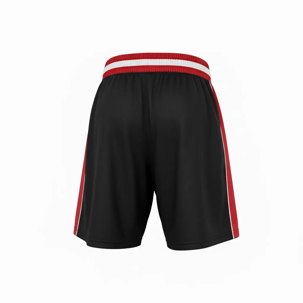 Custom Softball Training Shorts - Custom Design - Blackredwhite - Back View - HAMCO Sports Inc.
