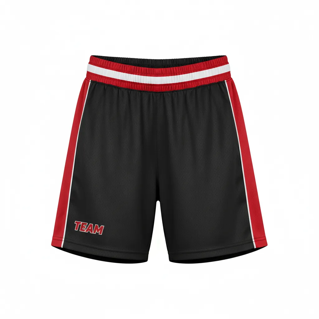 Custom Softball Training Shorts - Custom Design - Blackredwhite - Front View - HAMCO Sports Inc.
